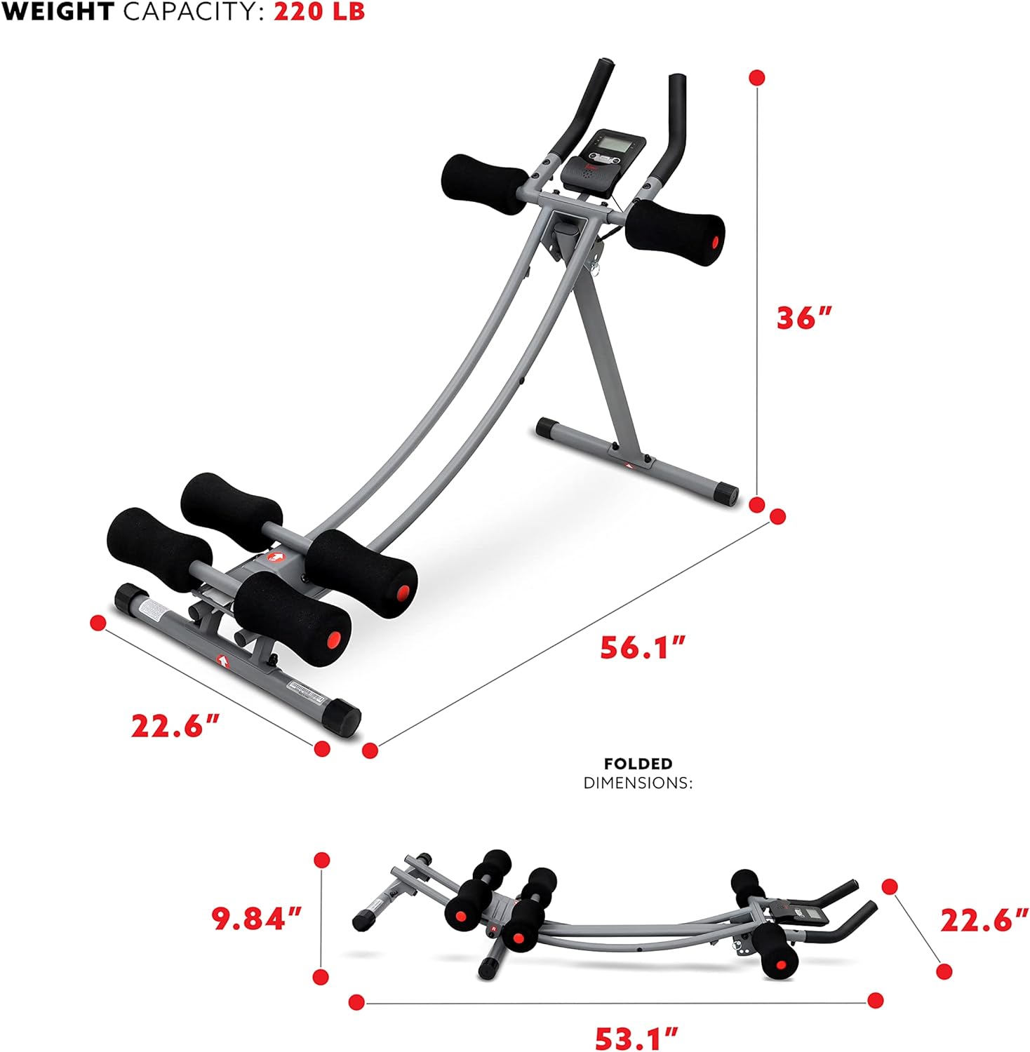 Sunny Health & Fitness Abdominal Exercise Core Roller Trainer for Ab and Waist Exercises