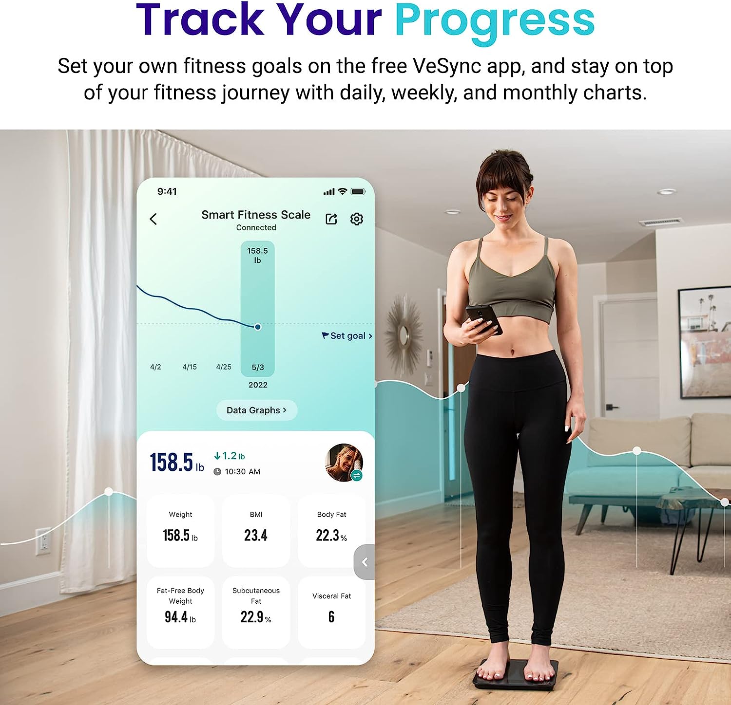 Etekcity Smart WiFi Scale for Body Weight, FSA HSA Store Approved, Compatible with Apple Health, Accurate Body Fat Muscle Mass Biometric Analysis, Digital Bathroom Measurement Device for Fitness