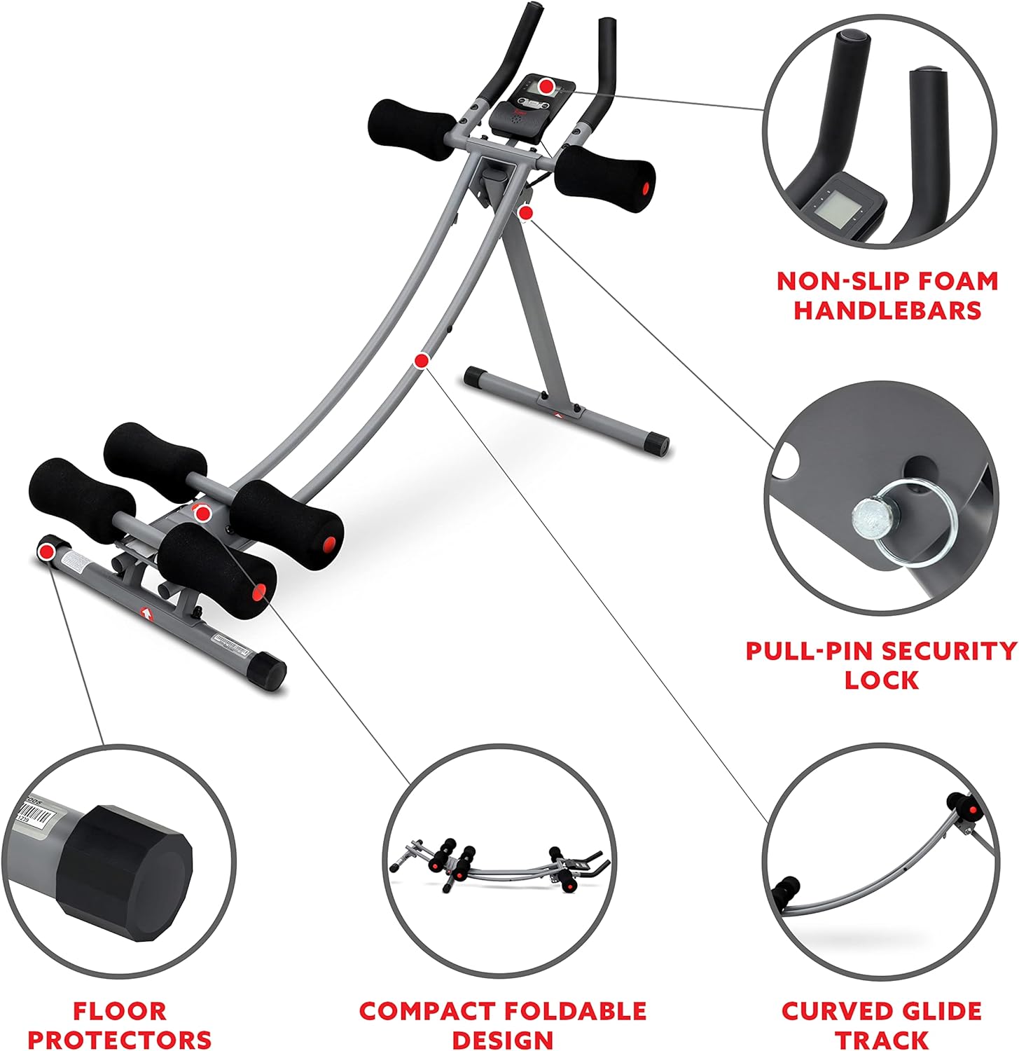 Sunny Health & Fitness Abdominal Exercise Core Roller Trainer for Ab and Waist Exercises