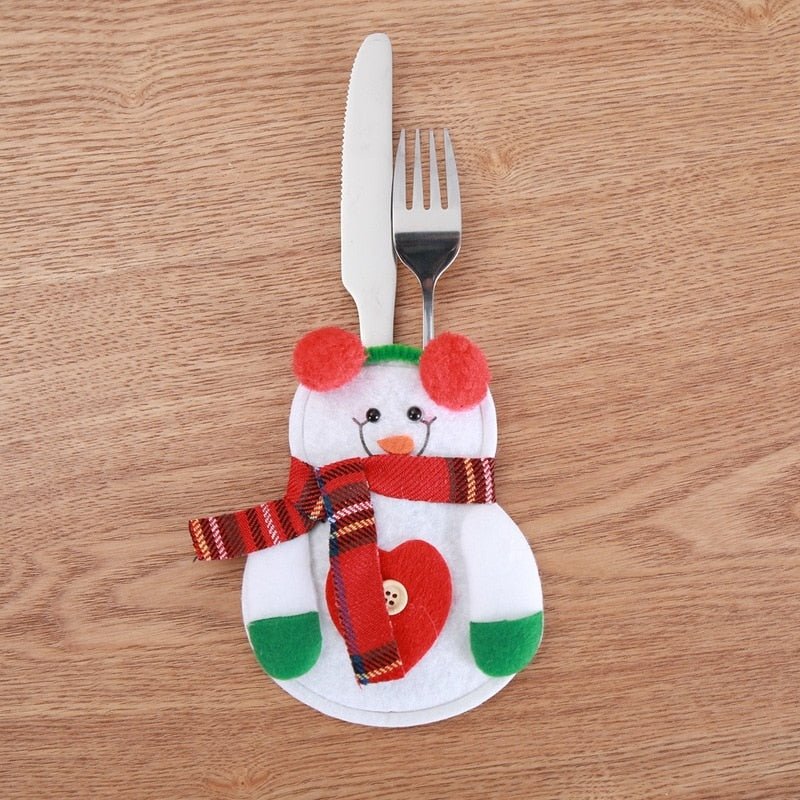 8 Pieces Christmas Tableware Holder - Festive Cutlery Caddy