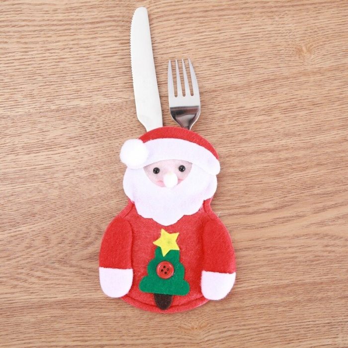 8 Pieces Christmas Tableware Holder - Festive Cutlery Caddy