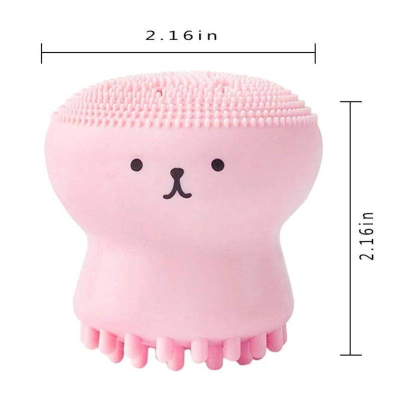 Pink Octopus Facial Brush With Sponge