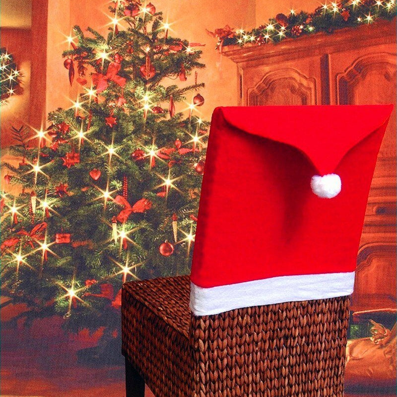 Christmas Santa Hat Chair Covers - Festive Chair Elegance ( 2 pcs )