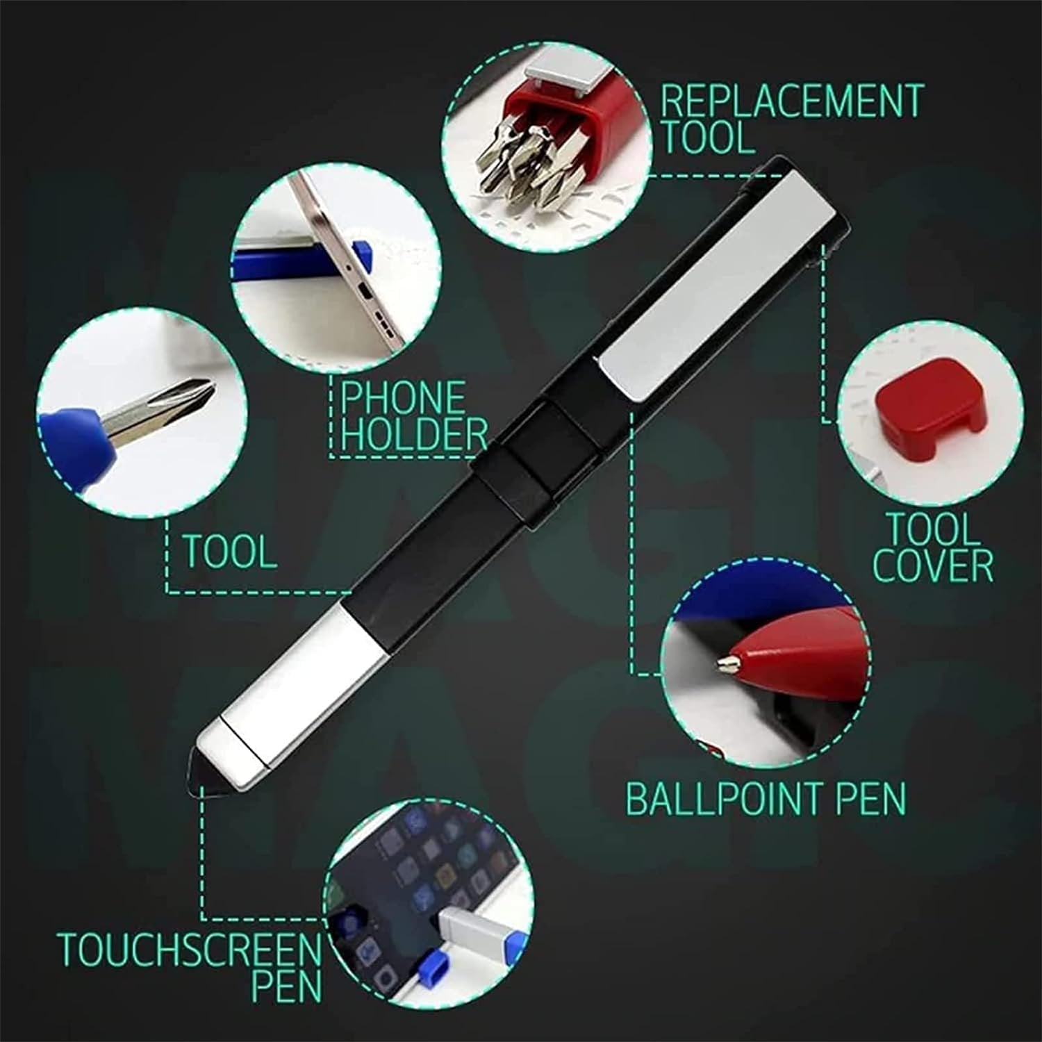 Pen-shaped Phone Holder - Multifunctional Ballpoint Pen with Screwdriver Sets